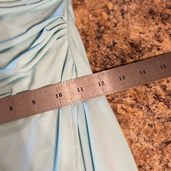 Venus Mint Green Sheer Top Sleeveless Mini Dress Ruched Waist Dress Sz Small - Picture 6 of 15